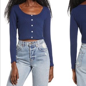 Navy blue cardigan sweater